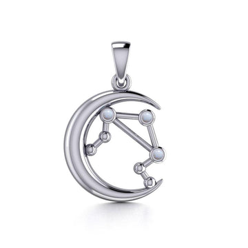 Crescent Moon and Libra Astrology Constellation Silver Pendant TPD5772 - Jewelry